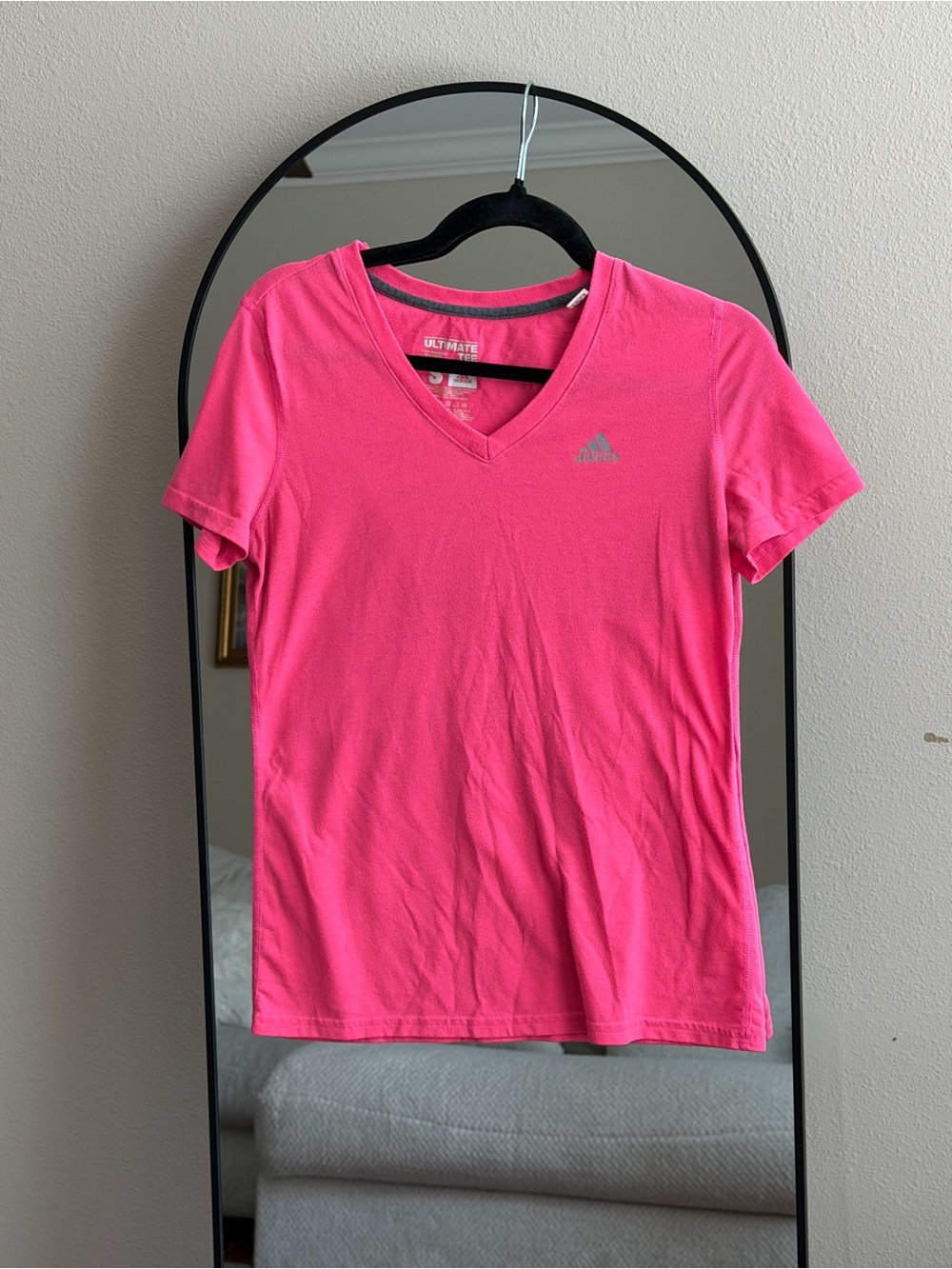 adidas Hot Pink V-Neck Short Sleeve Tee